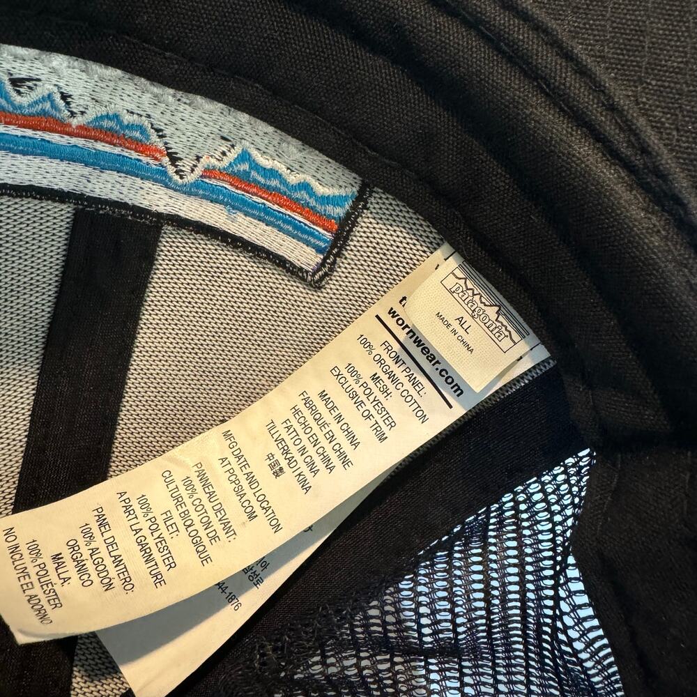 Patagonia SnapBack Logo Cap Adjustable Black Mesh Trucker Hat - Picture 4 of 5